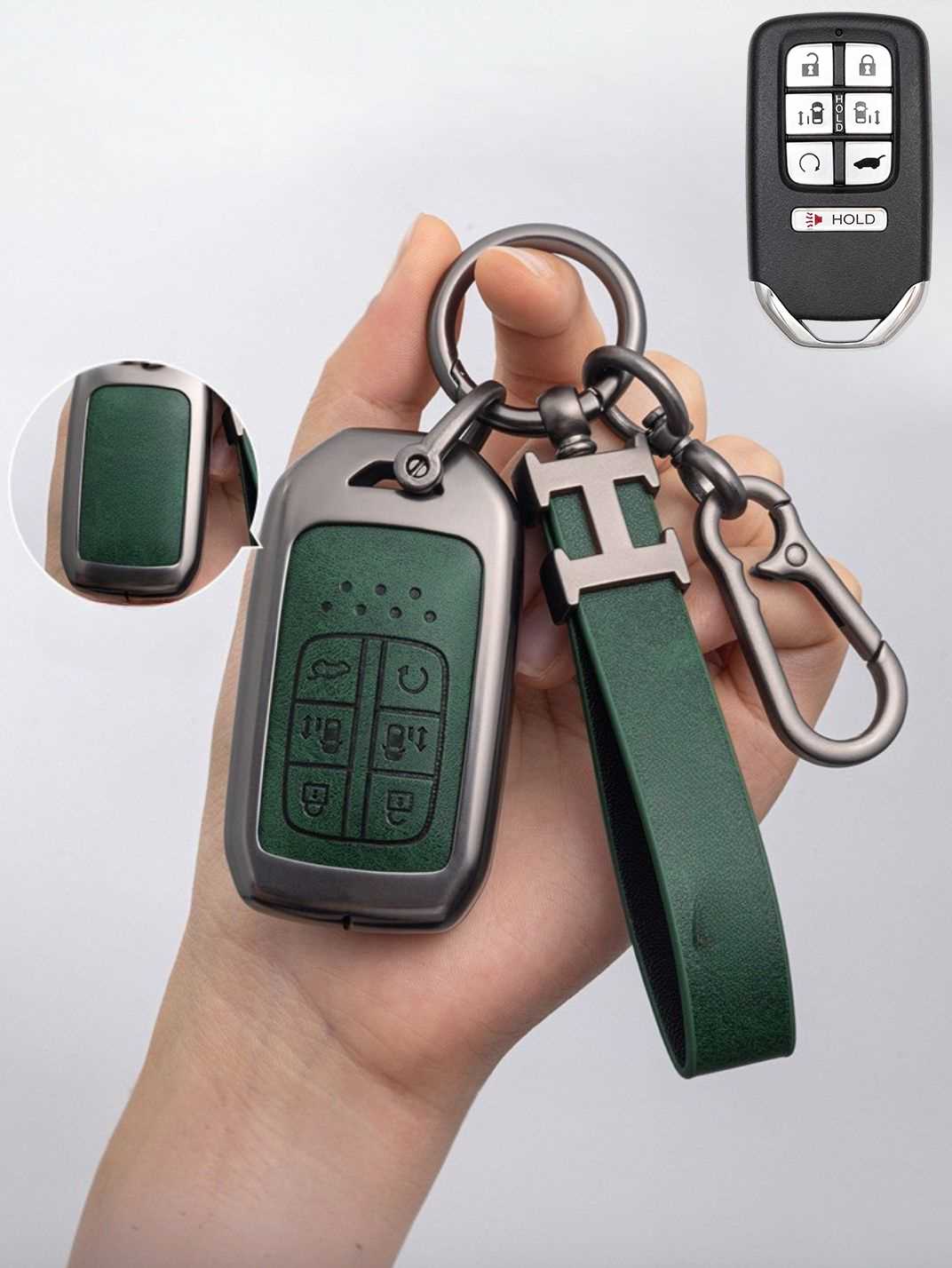 Honda Key Fob Cover with Leather & Metal Frame