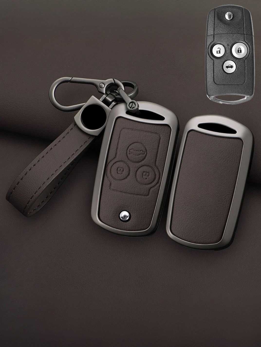 Honda Key Genuine Leather & Metal Frame