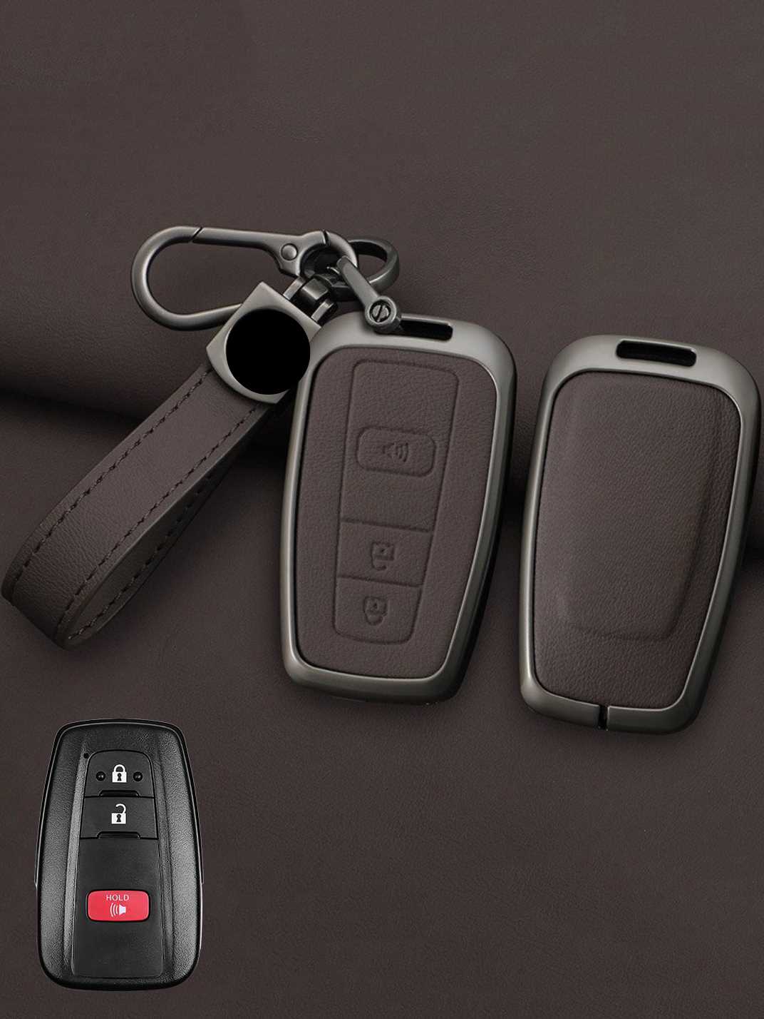 Toyota Key Genuine Leather & Metal Frame
