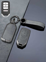 Vintage Leather Metal Alloy Honda Key Cover