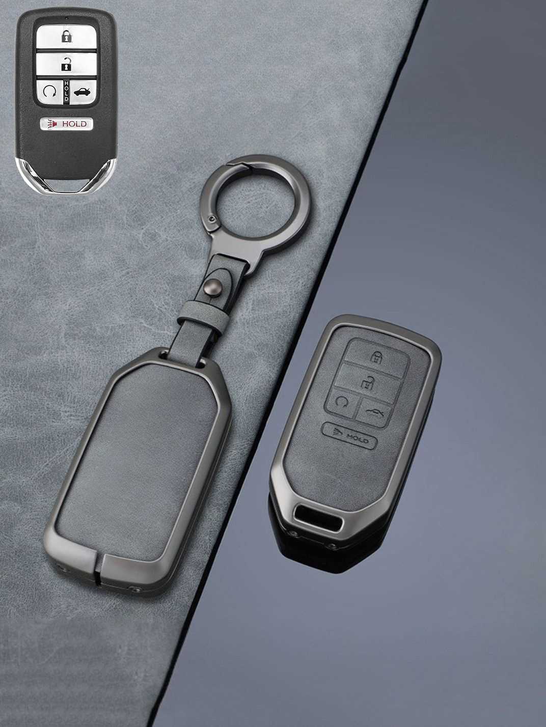 Vintage Leather Metal Alloy Honda Key Cover