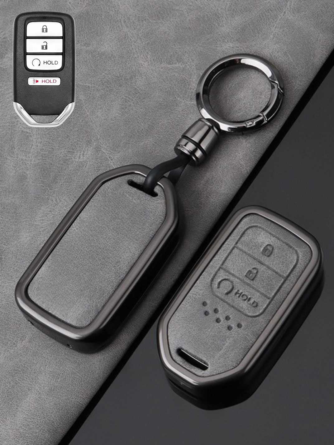 Honda Key Genuine Leather & Metal Frame