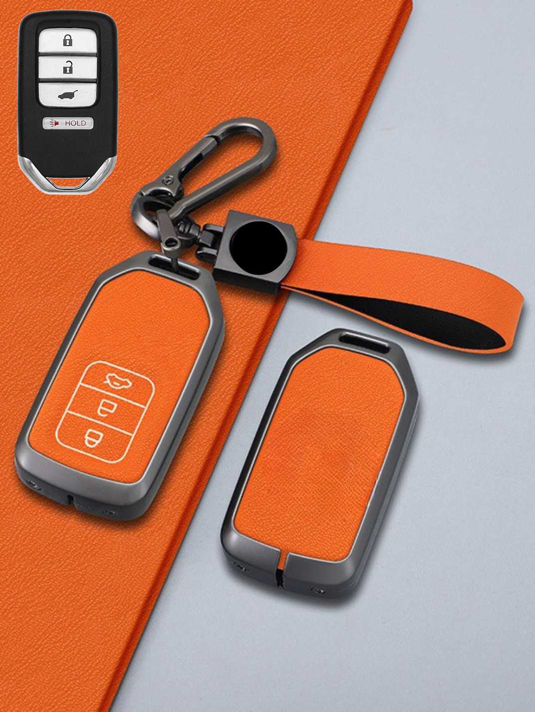 Honda Key Genuine Leather & Metal Frame