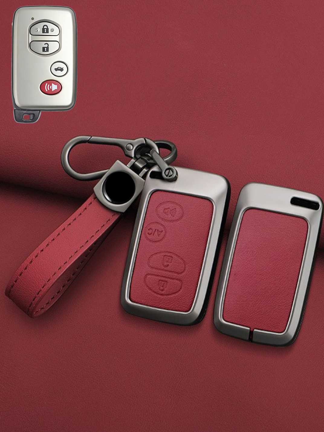 Toyota Key Genuine Leather & Metal Frame