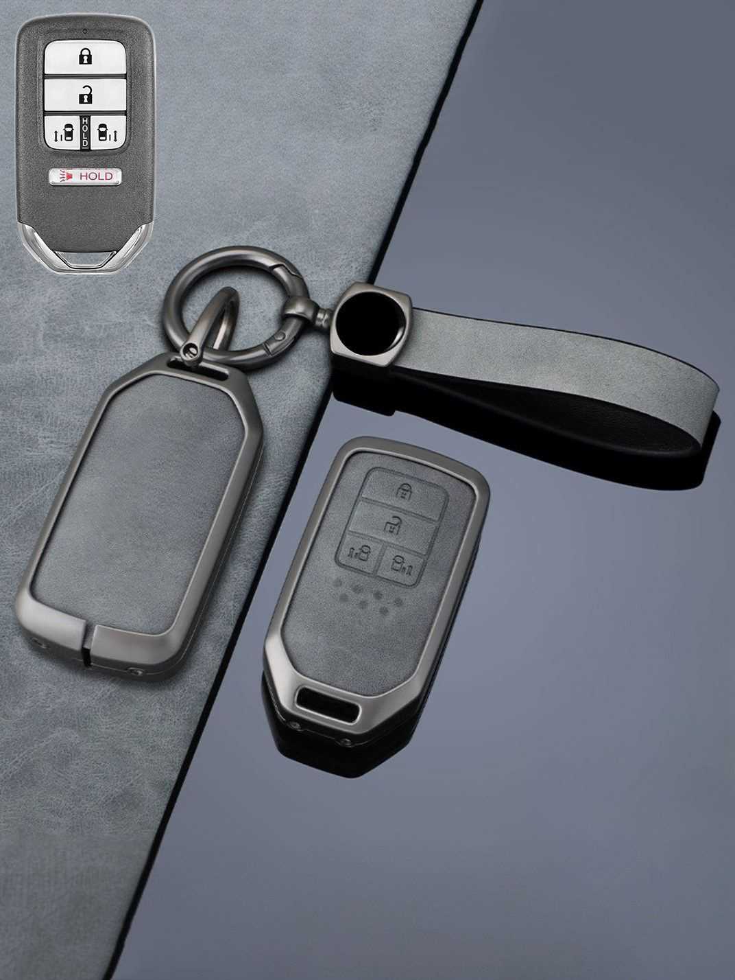 Vintage Leather Metal Alloy Honda Key Cover