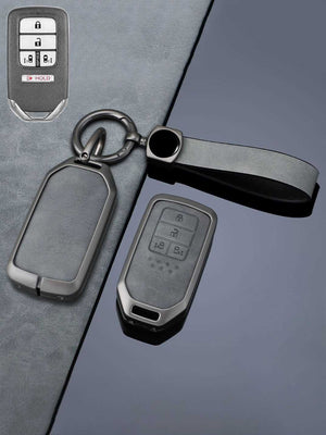 Vintage Leather Metal Alloy Honda Key Cover