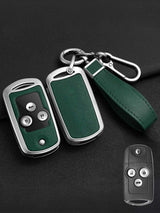 Vintage Leather Metal Alloy Honda Key Cover