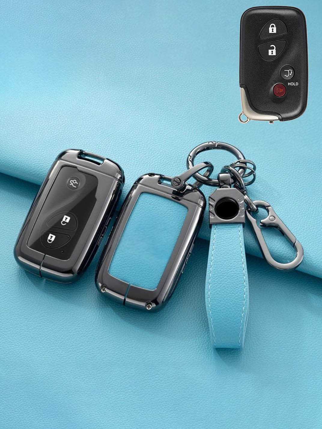 Lexus Key Fob Cover with Leather & Metal Frame