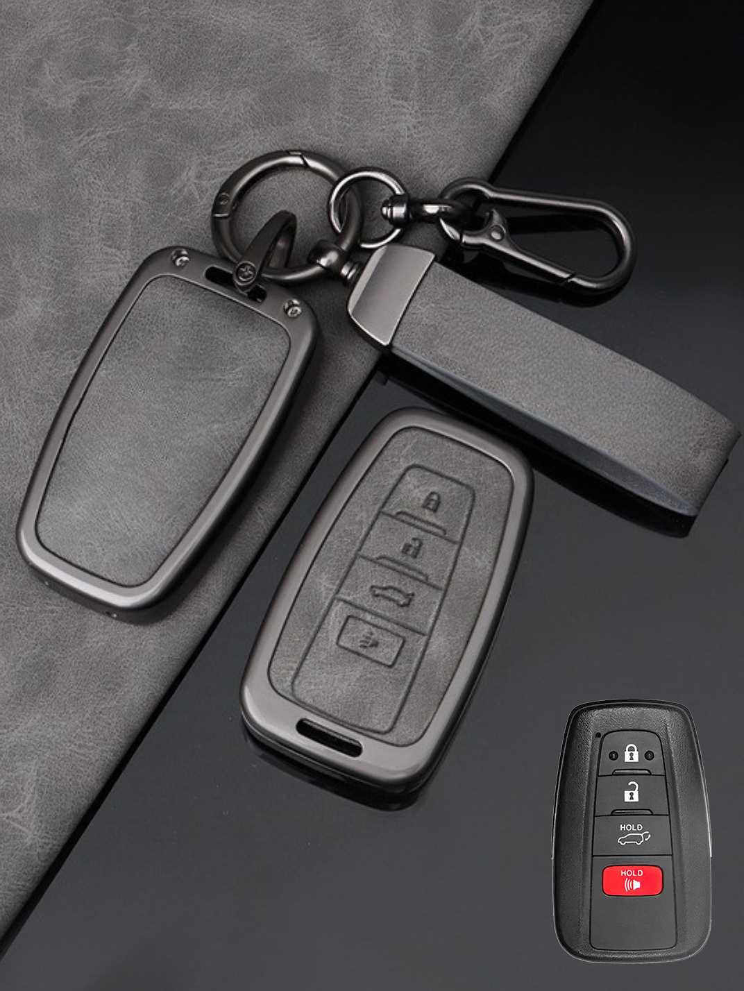 Toyota Key Fob Cover with Leather & Metal Frame