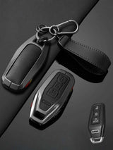 Vintage Leather & Metal Alloy Audi Key Cover
