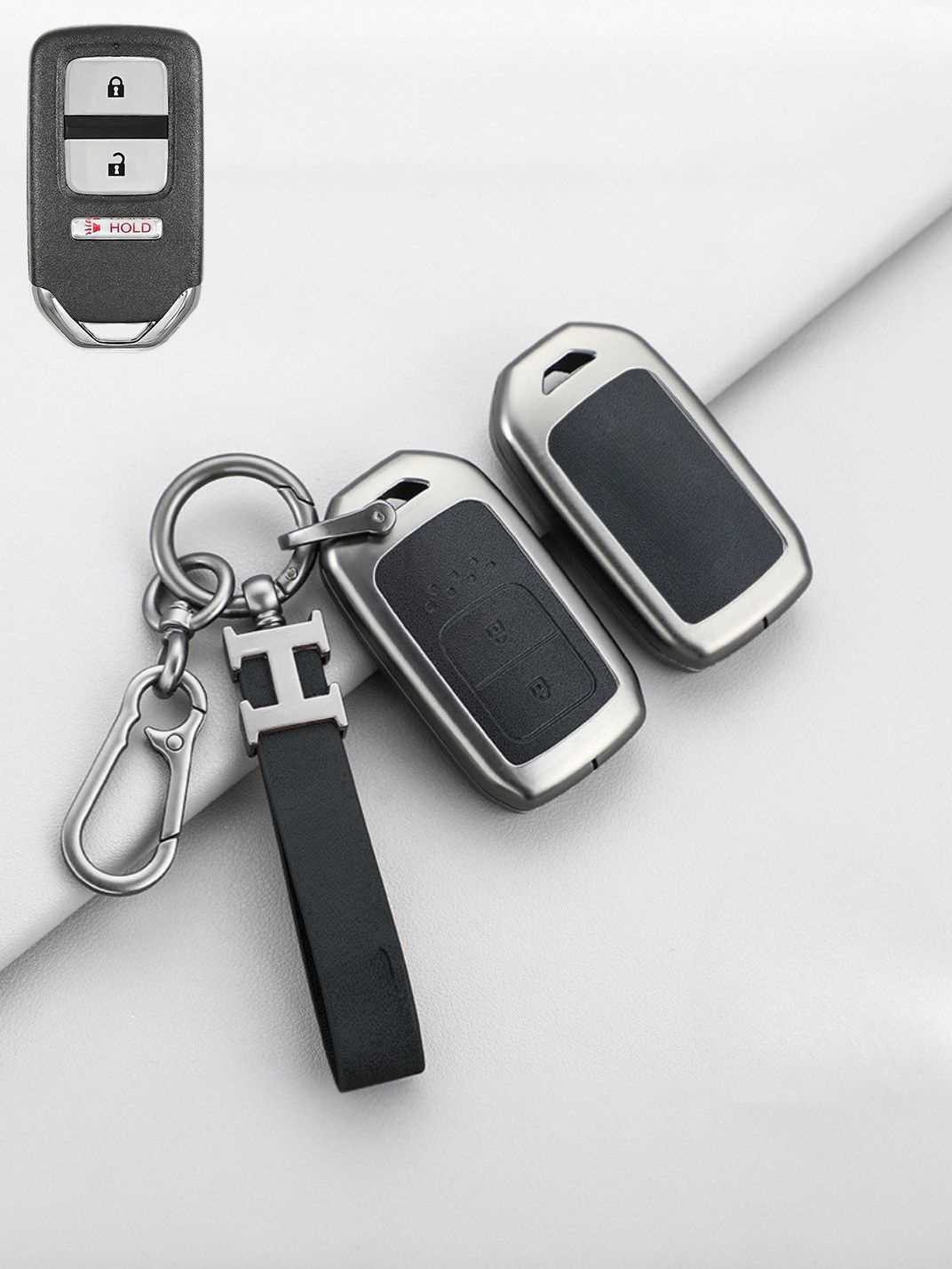 Vintage Leather Metal Alloy Honda Key Cover