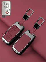 Vintage Leather Metal Alloy Toyota Key Cover