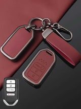 Vintage Leather Metal Alloy Honda Key Cover