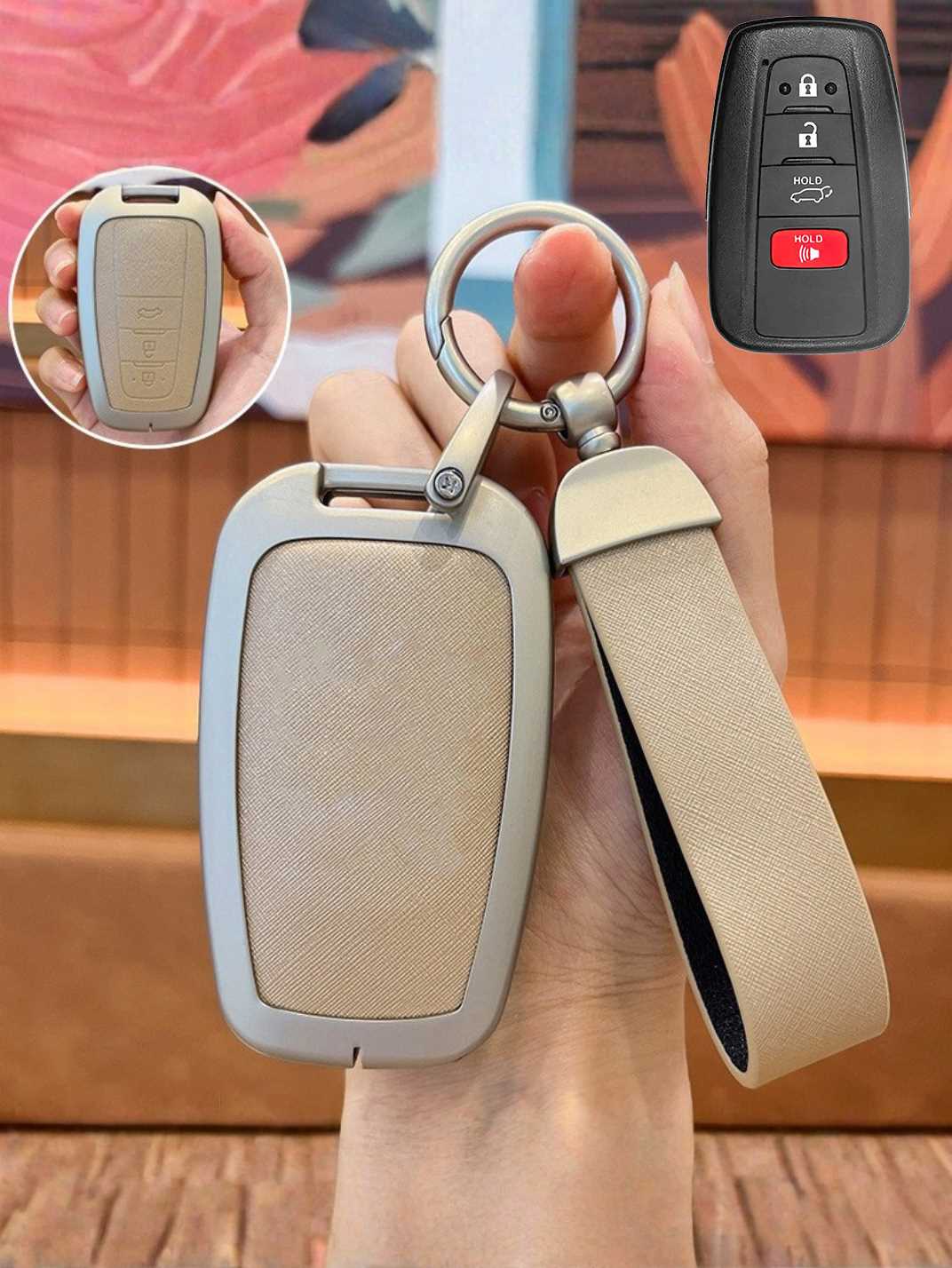 Toyota Key Fob Cover with Leather & Metal Frame