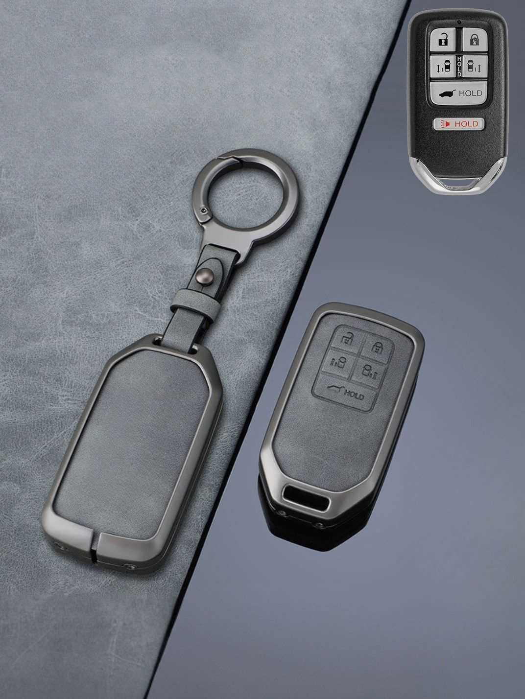 Vintage Leather Metal Alloy Honda Key Cover