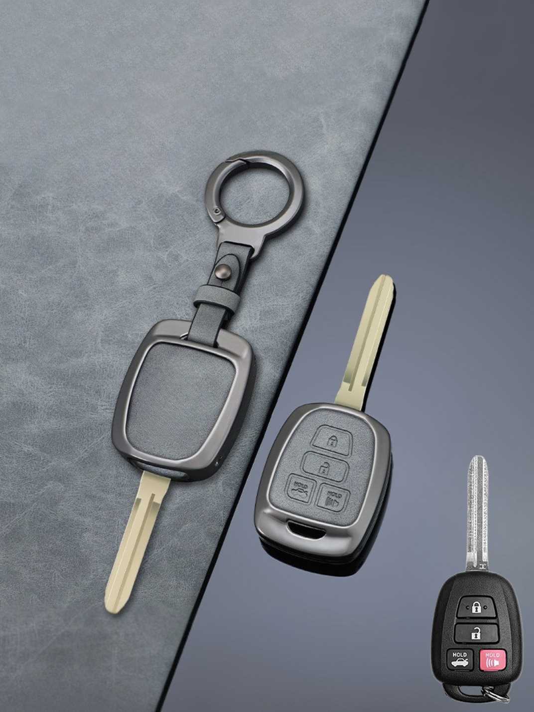 Vintage Leather Metal Alloy Toyota Key Cover