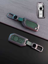 BMW Motorcycle Key Fob Cover with Leather & Metal Frame