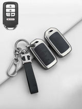 Vintage Leather Metal Alloy Honda Key Cover