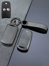 Vintage Leather Metal Alloy Honda Key Cover
