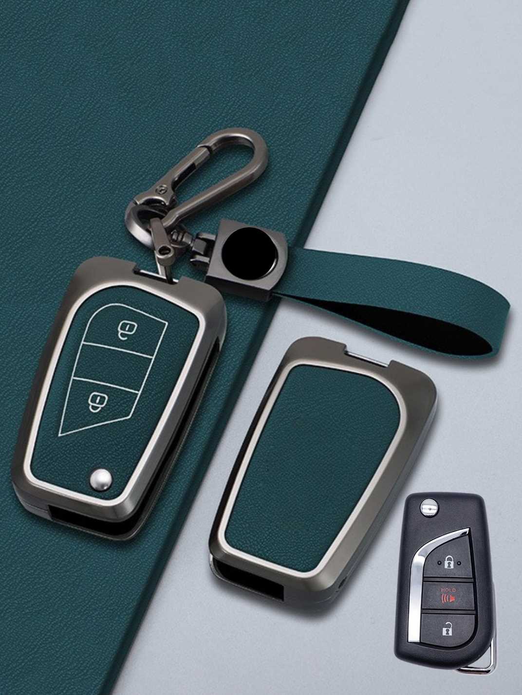 Toyota Key Genuine Leather & Metal Frame