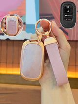 Honda Key Fob Cover with Leather & Metal Frame