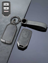 Vintage Leather Metal Alloy Honda Key Cover