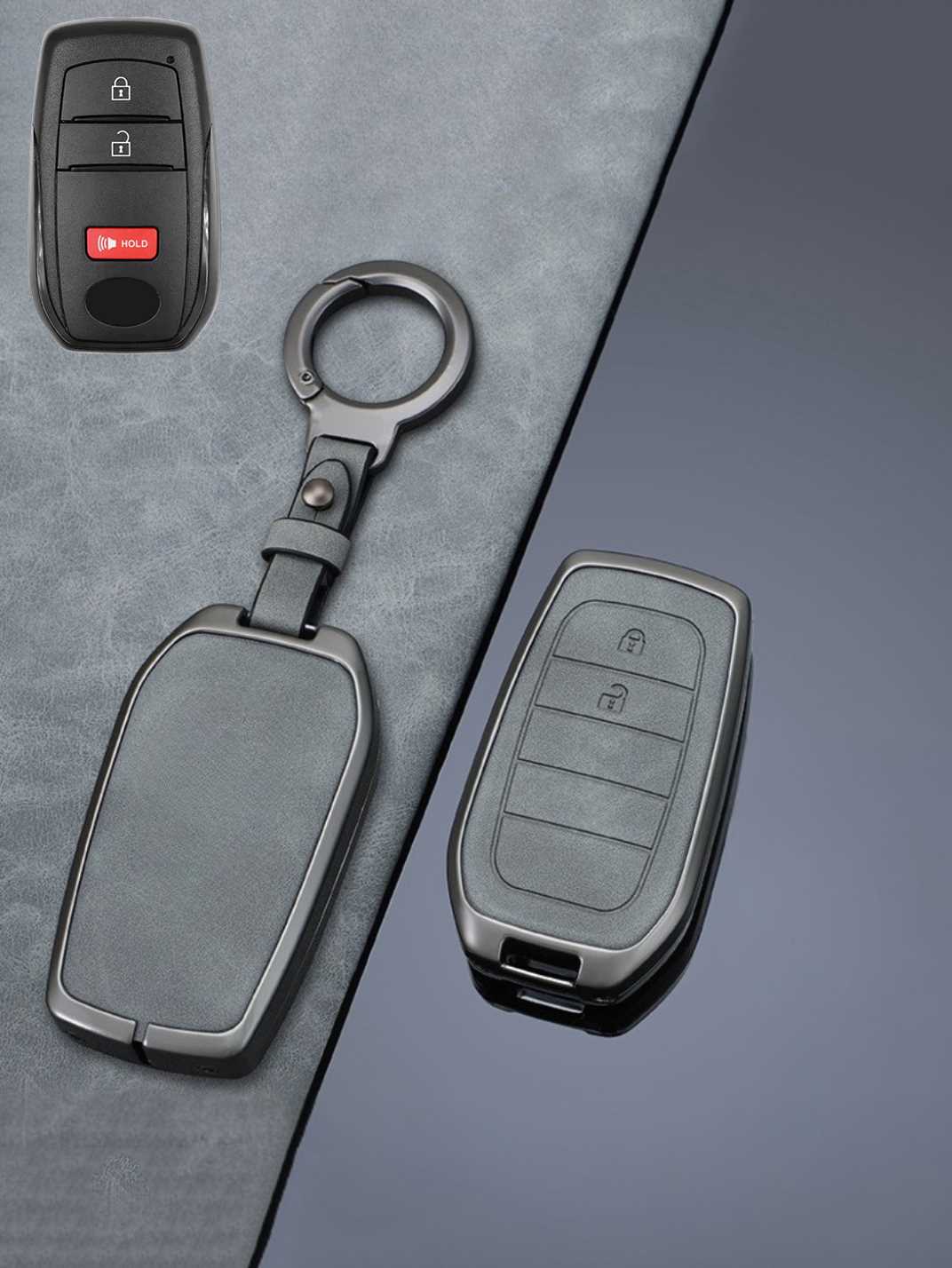 Vintage Leather Metal Alloy Toyota Key Cover