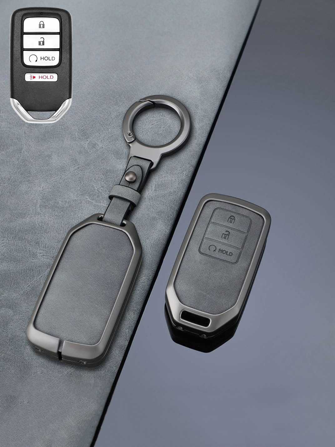 Vintage Leather Metal Alloy Honda Key Cover