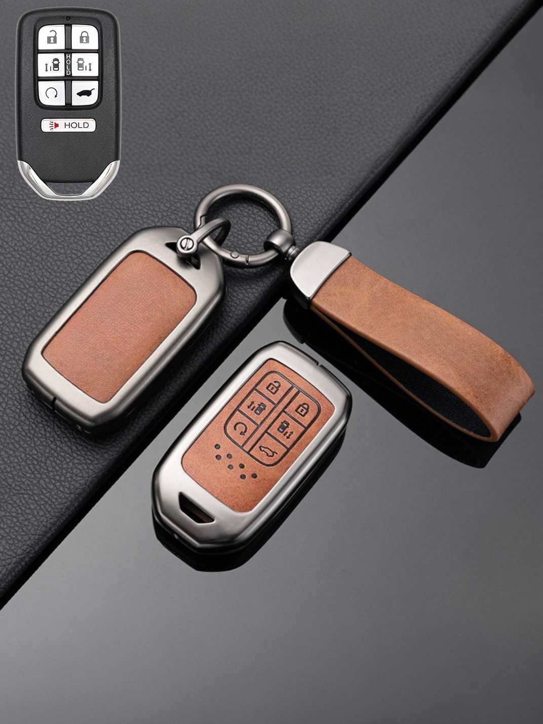 Honda Key Genuine Leather & Metal Frame