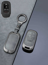 Vintage Leather Metal Alloy Honda Key Cover