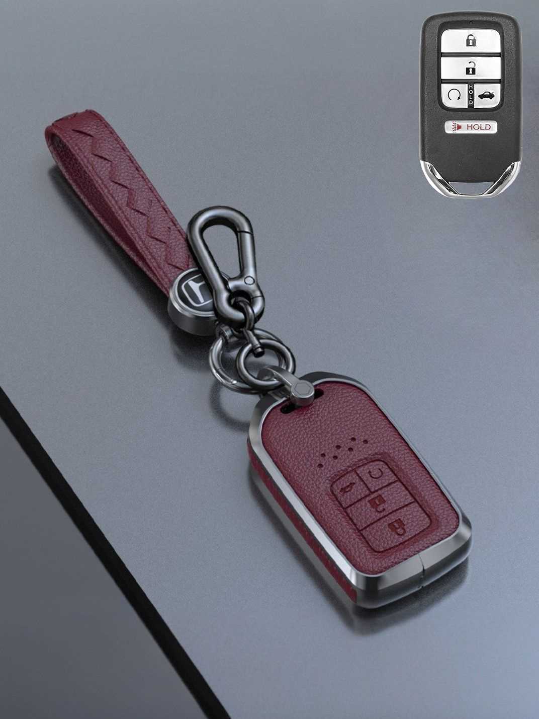 Honda Key Genuine Leather & Metal Frame
