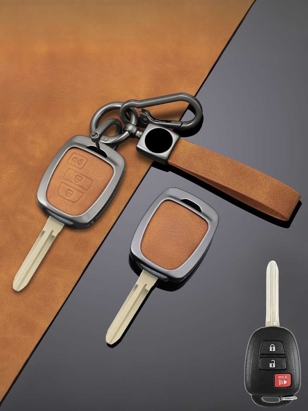 Toyota Key Fob Cover with Leather & Metal Frame