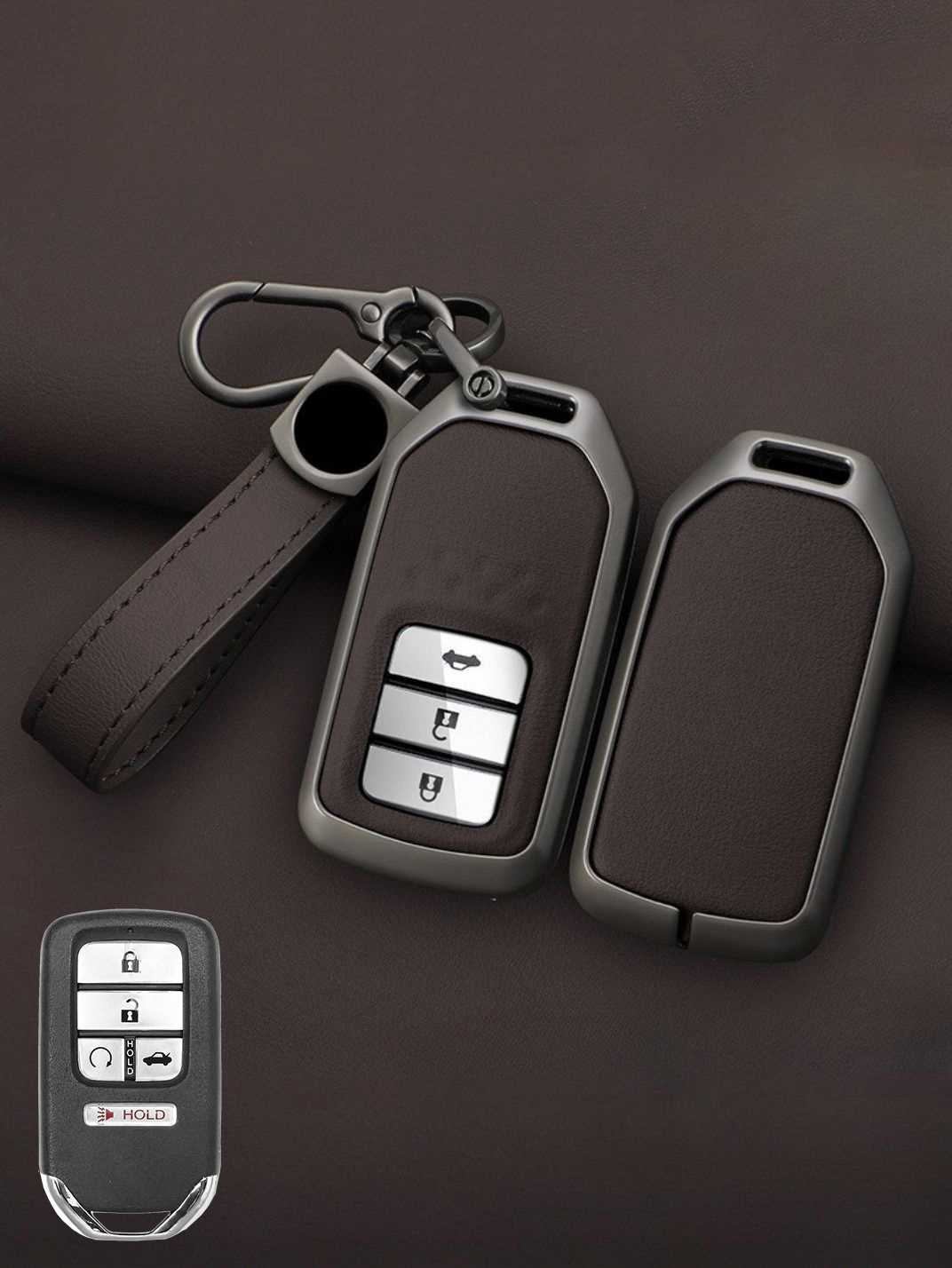 Honda Key Genuine Leather & Metal Frame