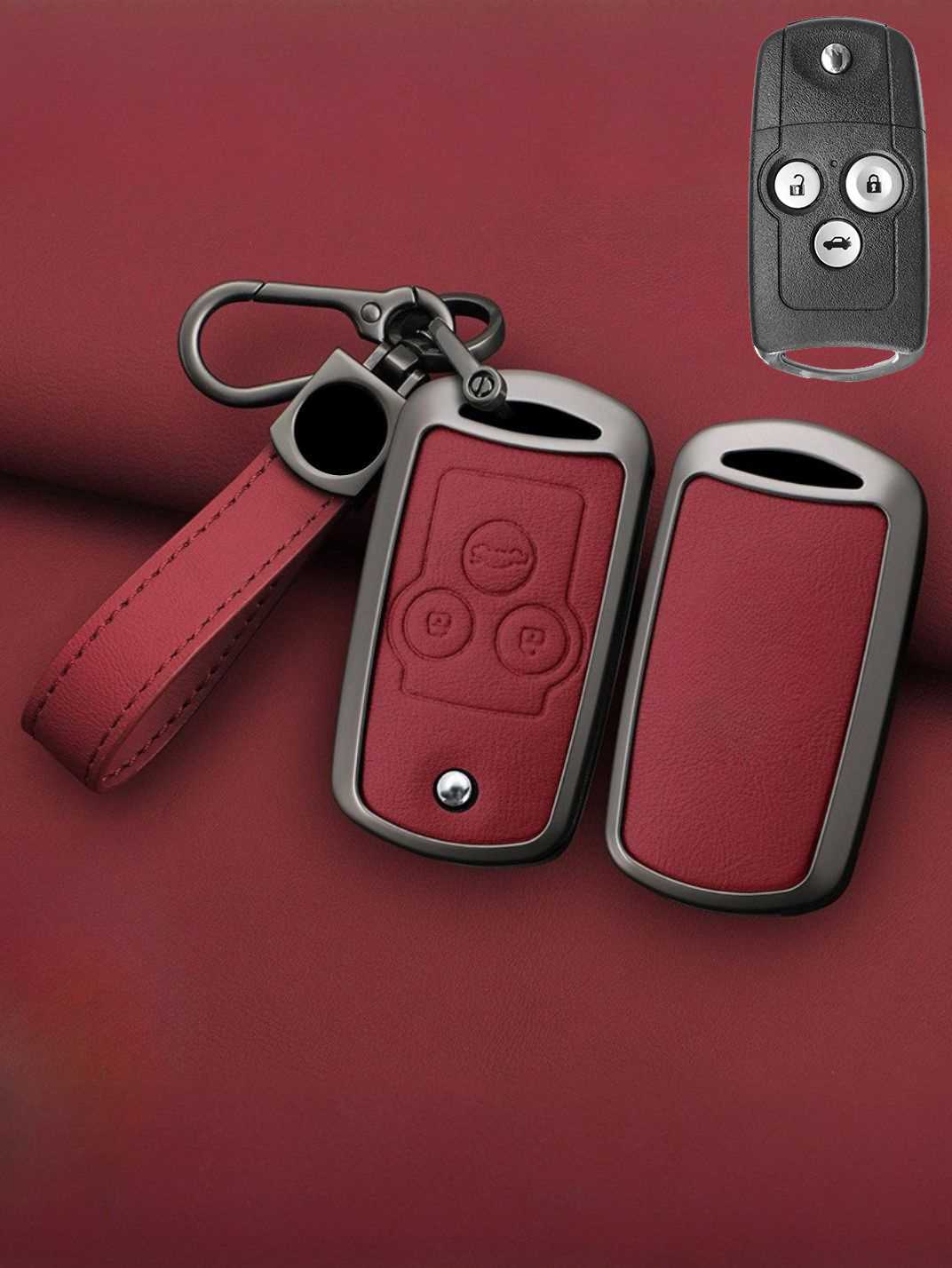 Honda Key Genuine Leather & Metal Frame