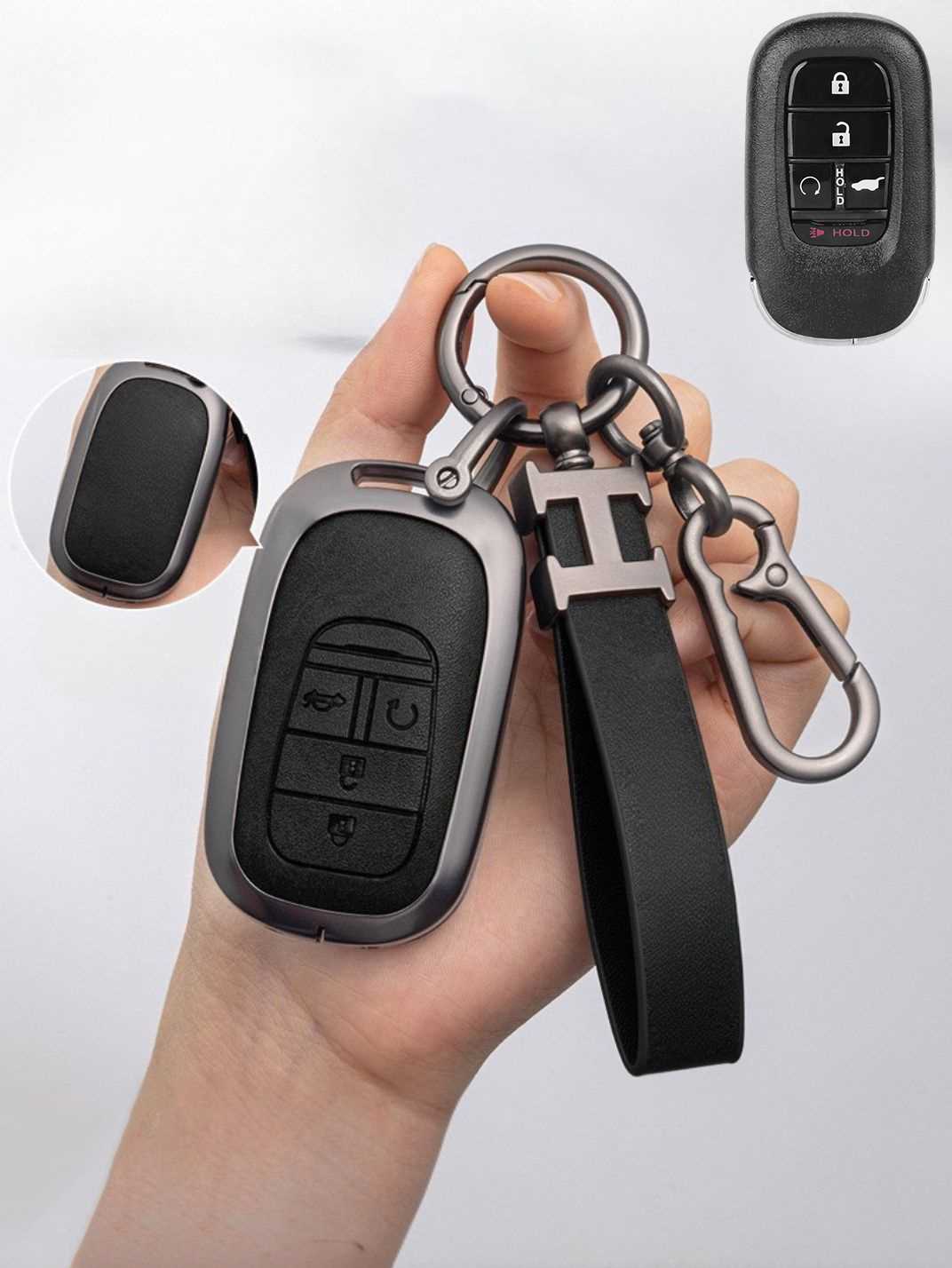 Honda Key Fob Cover with Leather & Metal Frame