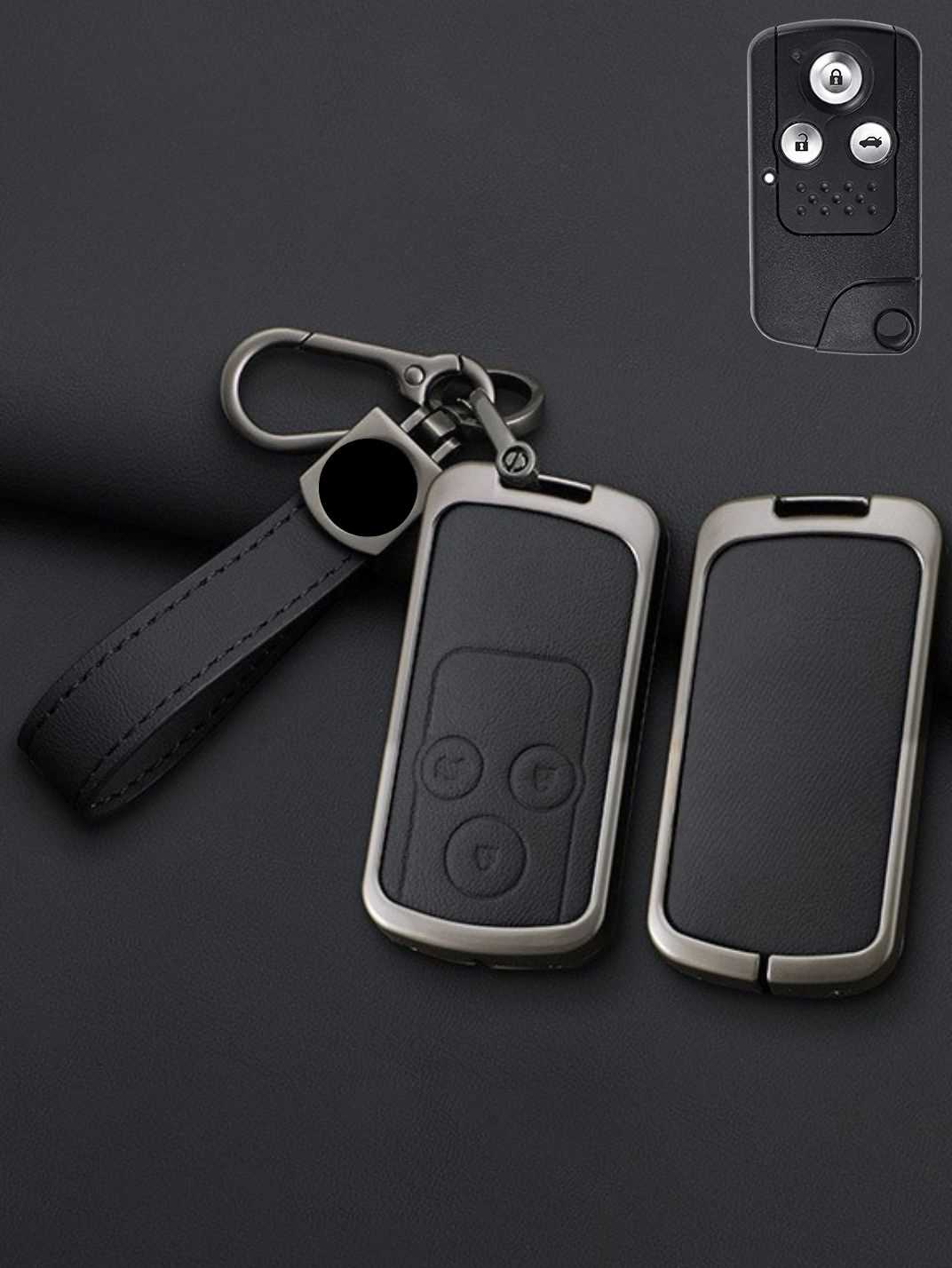 Honda Key Genuine Leather & Metal Frame