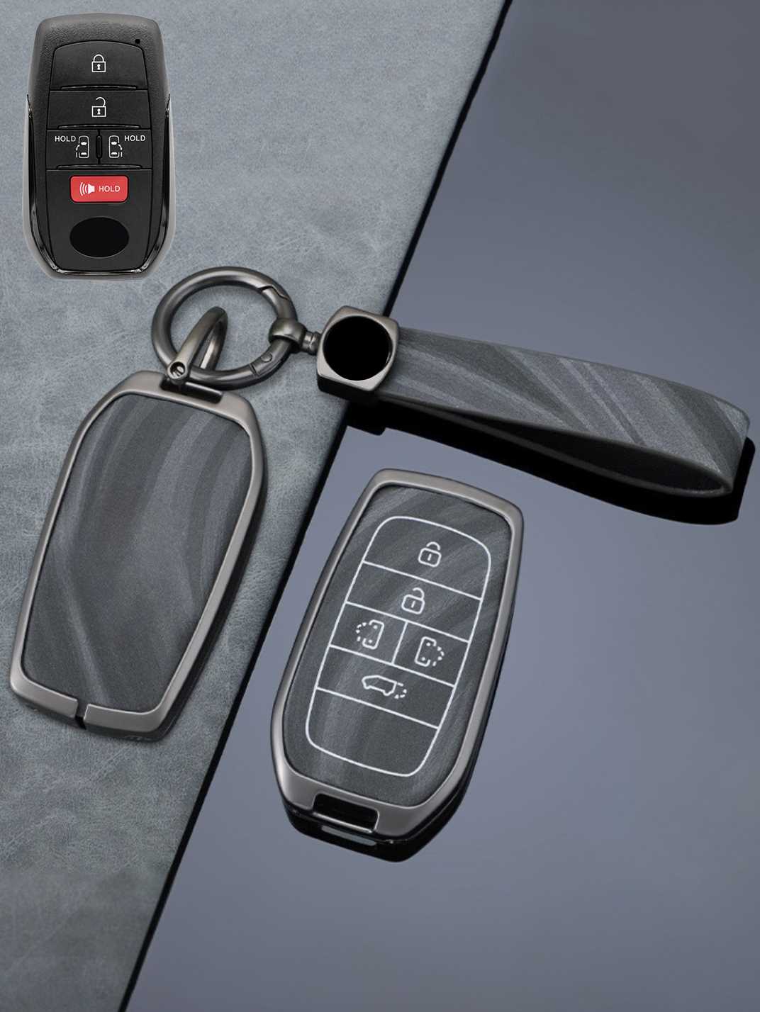 Vintage Leather Metal Alloy Toyota Key Cover