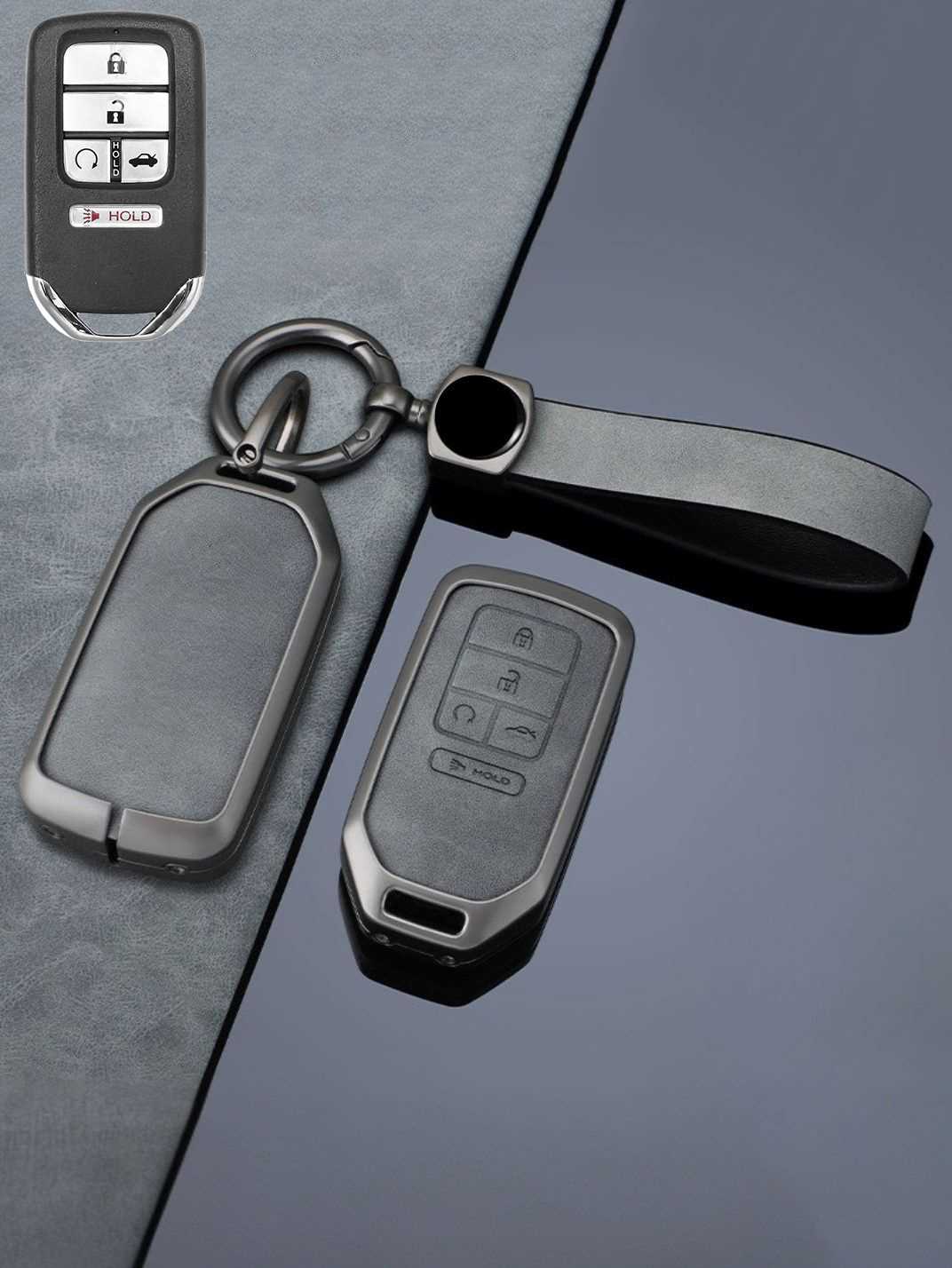 Vintage Leather Metal Alloy Honda Key Cover