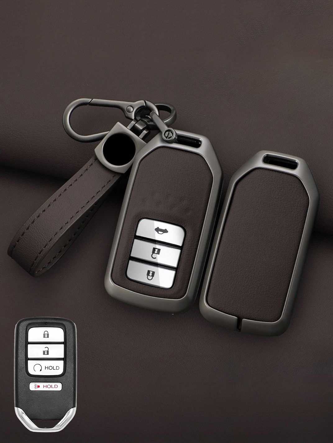 Honda Key Genuine Leather & Metal Frame