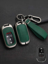 Vintage Leather Metal Alloy Honda Key Cover
