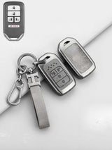 Vintage Leather Metal Alloy Honda Key Cover