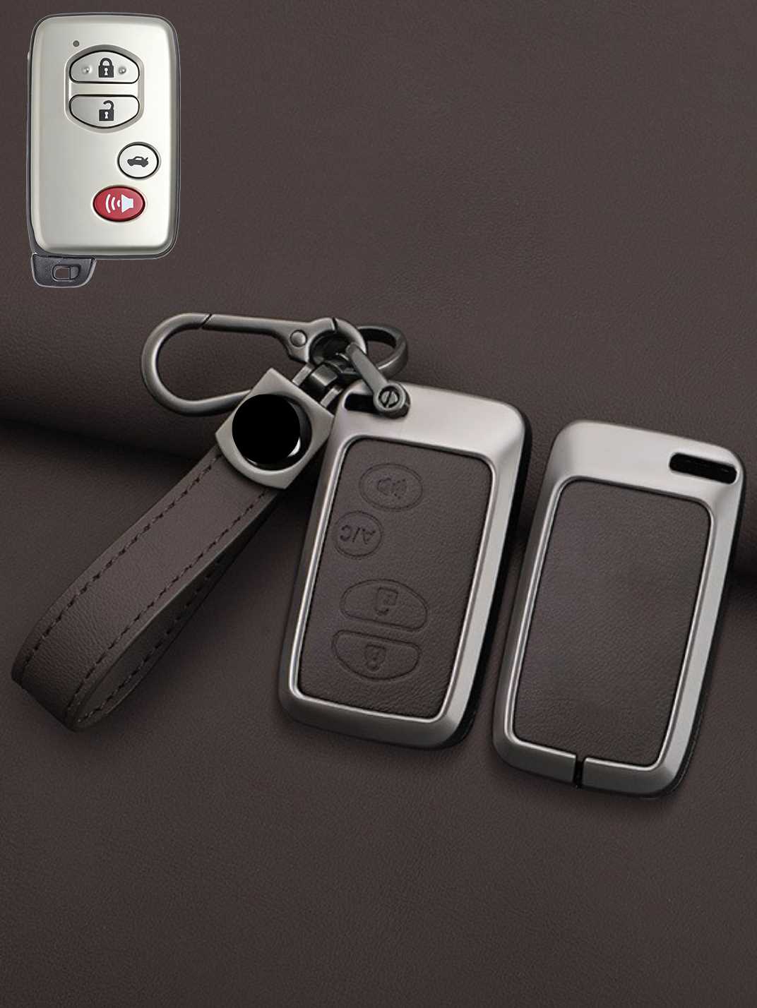 Toyota Key Genuine Leather & Metal Frame