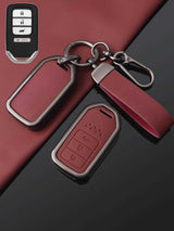 Vintage Leather Metal Alloy Honda Key Cover