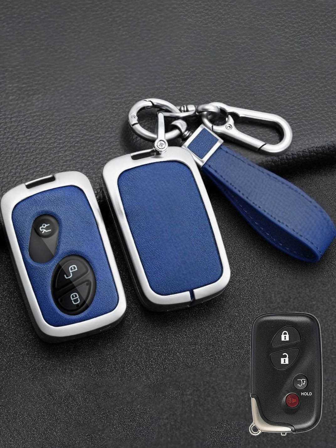 Lexus Key Fob Cover with Leather & Metal Frame