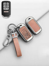Vintage Leather Metal Alloy Honda Key Cover