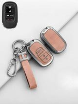 Vintage Leather Metal Alloy Honda Key Cover