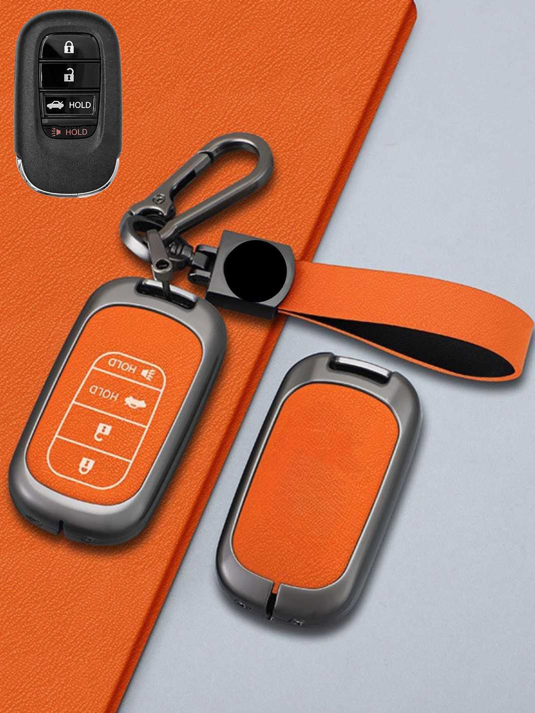 Honda Key Genuine Leather & Metal Frame