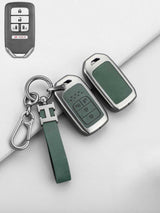 Vintage Leather Metal Alloy Honda Key Cover
