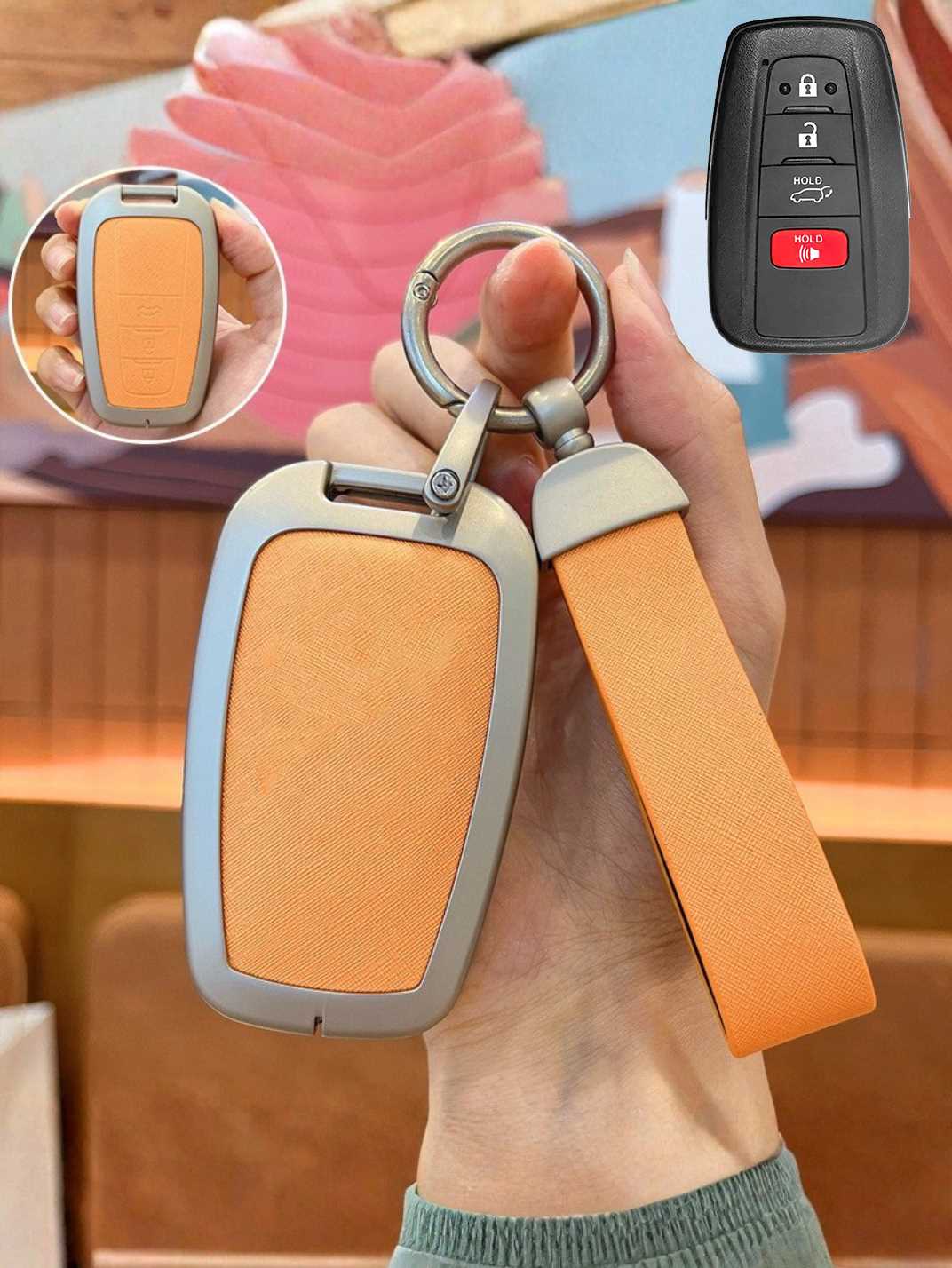 Toyota Key Fob Cover with Leather & Metal Frame