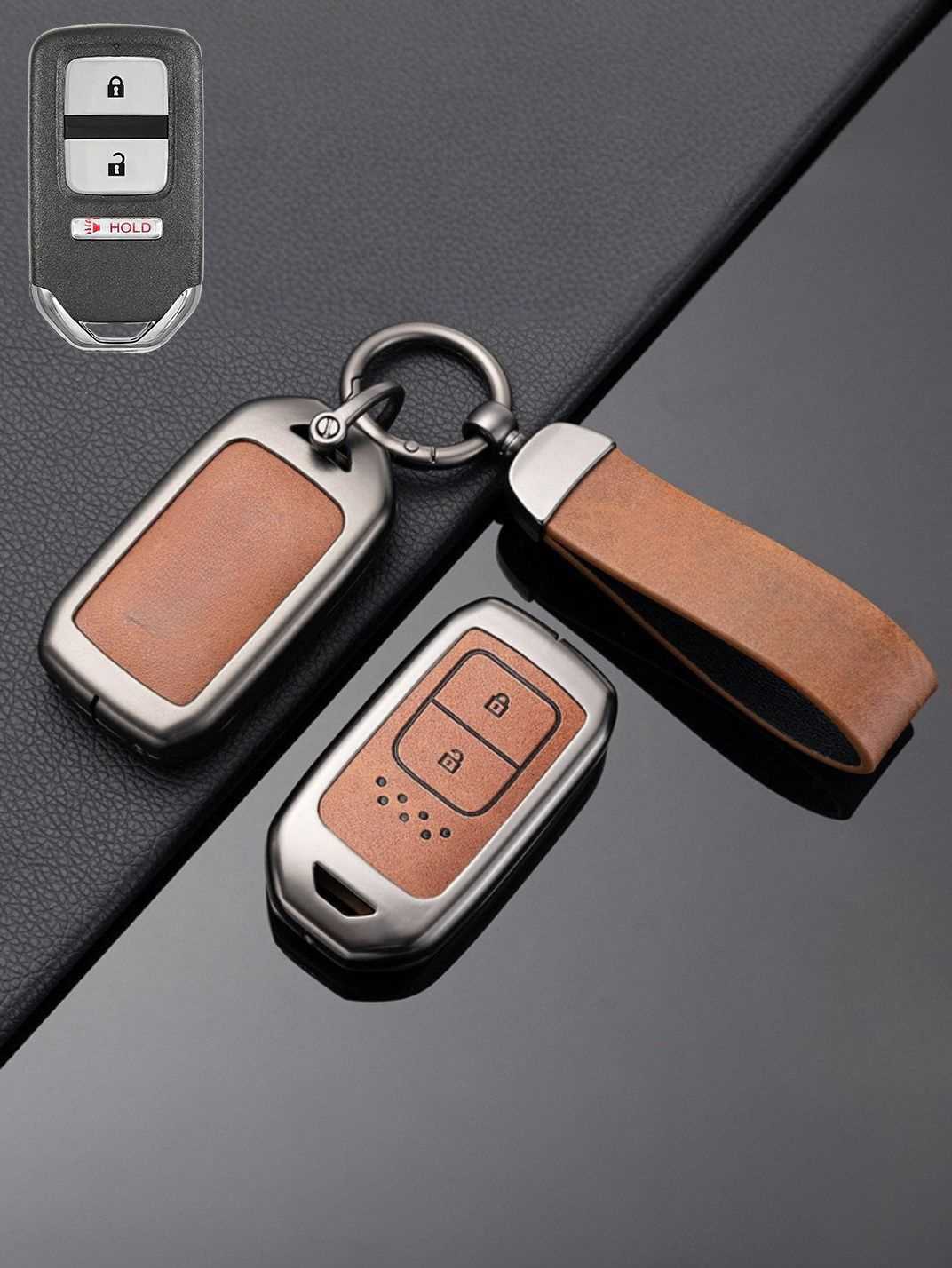 Honda Key Genuine Leather & Metal Frame